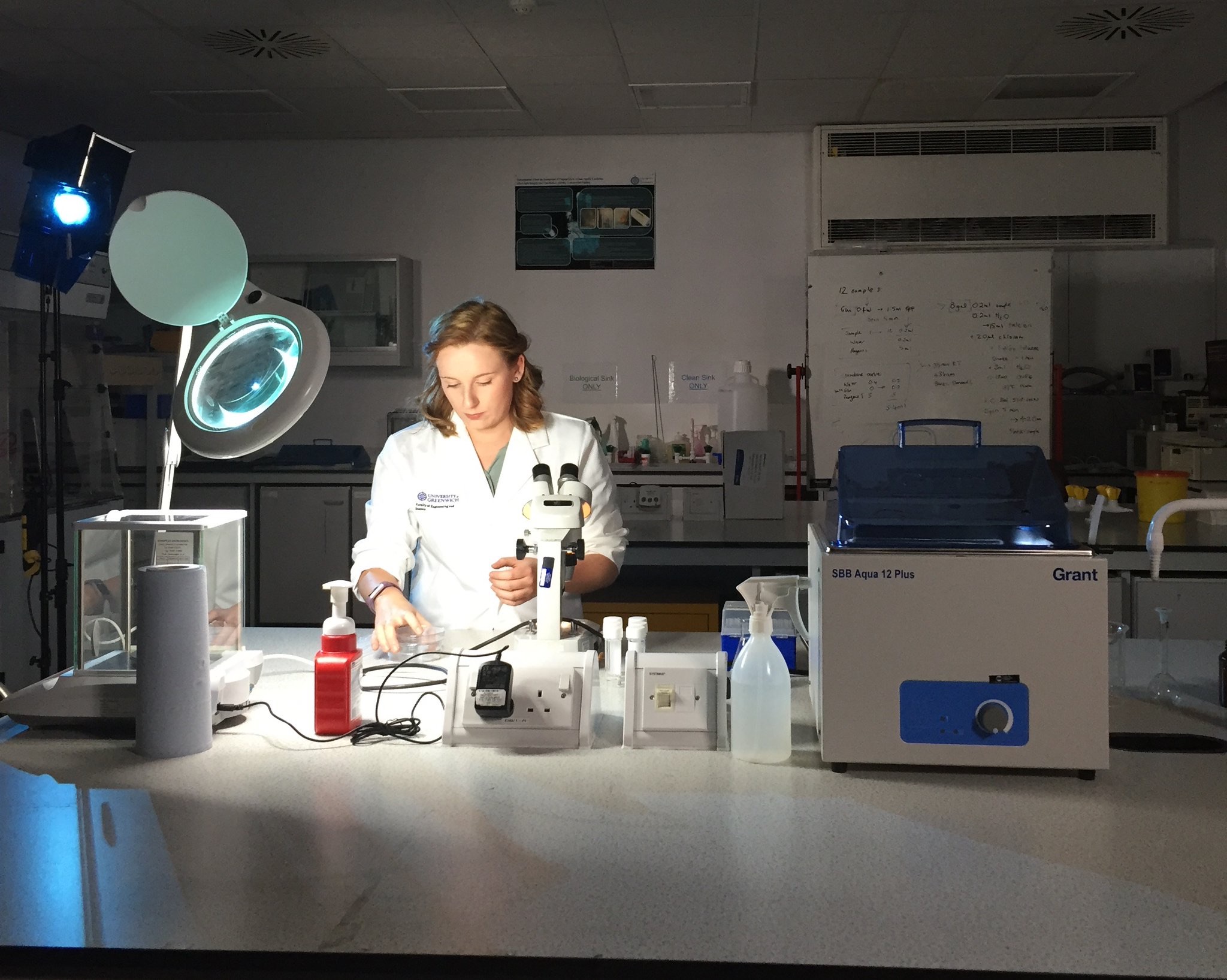 Katie James in a laboratory at NRI