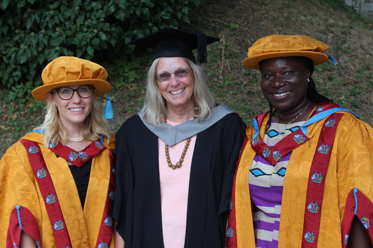 PhD Graduation 2018 Lora Forsythe and Bertha Darteh with supervisor Prof. Adrienne Martin