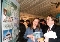 Tanya and NRI’s local MP, Paul Clark, discussing her poster at the House of Commons