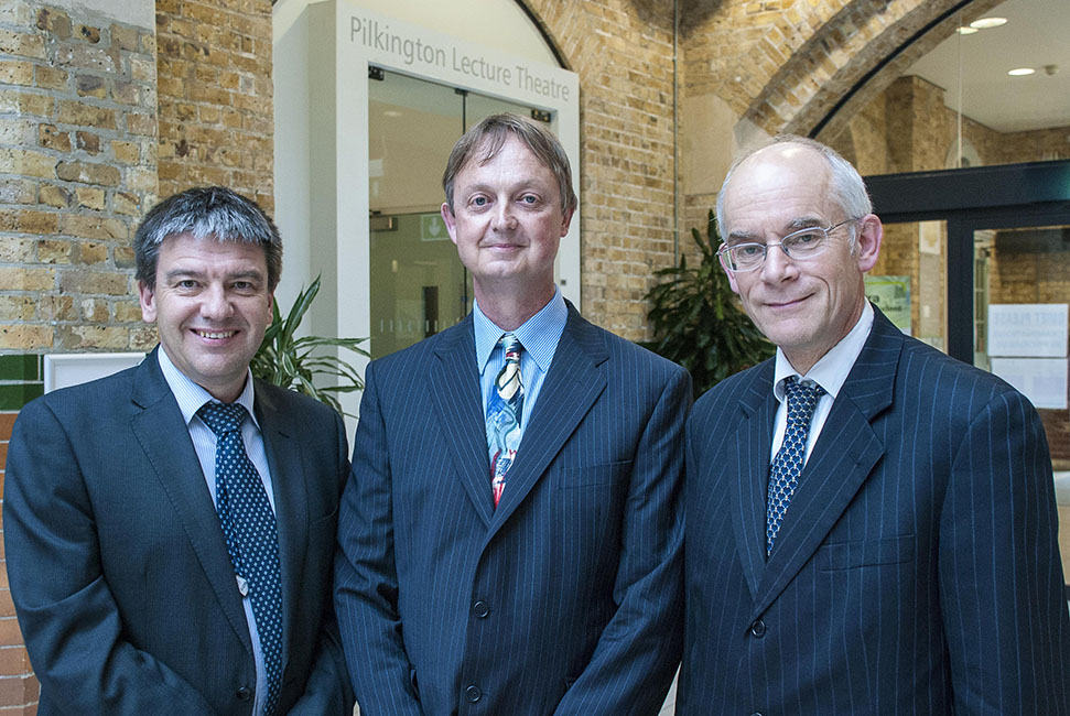 Director of NRI Professor Andrew Westby, Professor Keith Tomlins and Professor Tom Barnes, Deputy Vice Chancellor of the University of Greenwich.