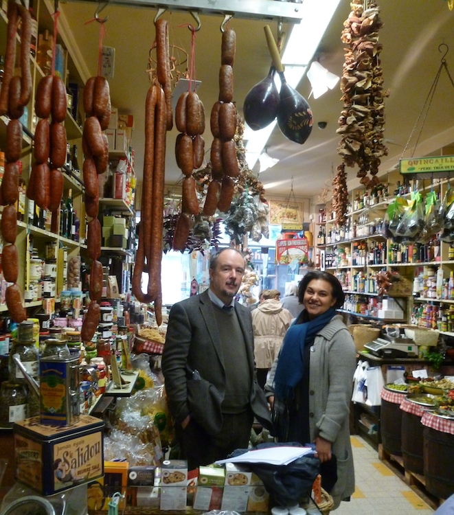 Ben Bennett inside an exotic/world food shop in Paris, with our partner from Egypt