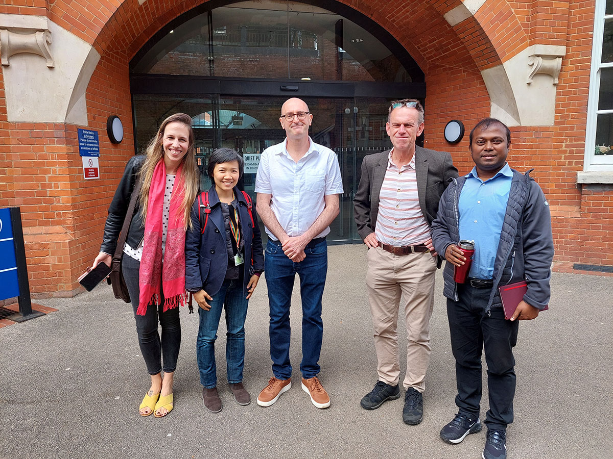 In the photo: Staff of the NRI from left to right: Dr Pamela Katic, Dr June Po, Prof Vegard Iversen and Dr Apurba Shee with Prof Andy Sumner (centre) 