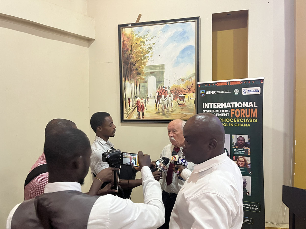 NRI’s Prof. Robert Cheke being interviewed for local television in Ghana