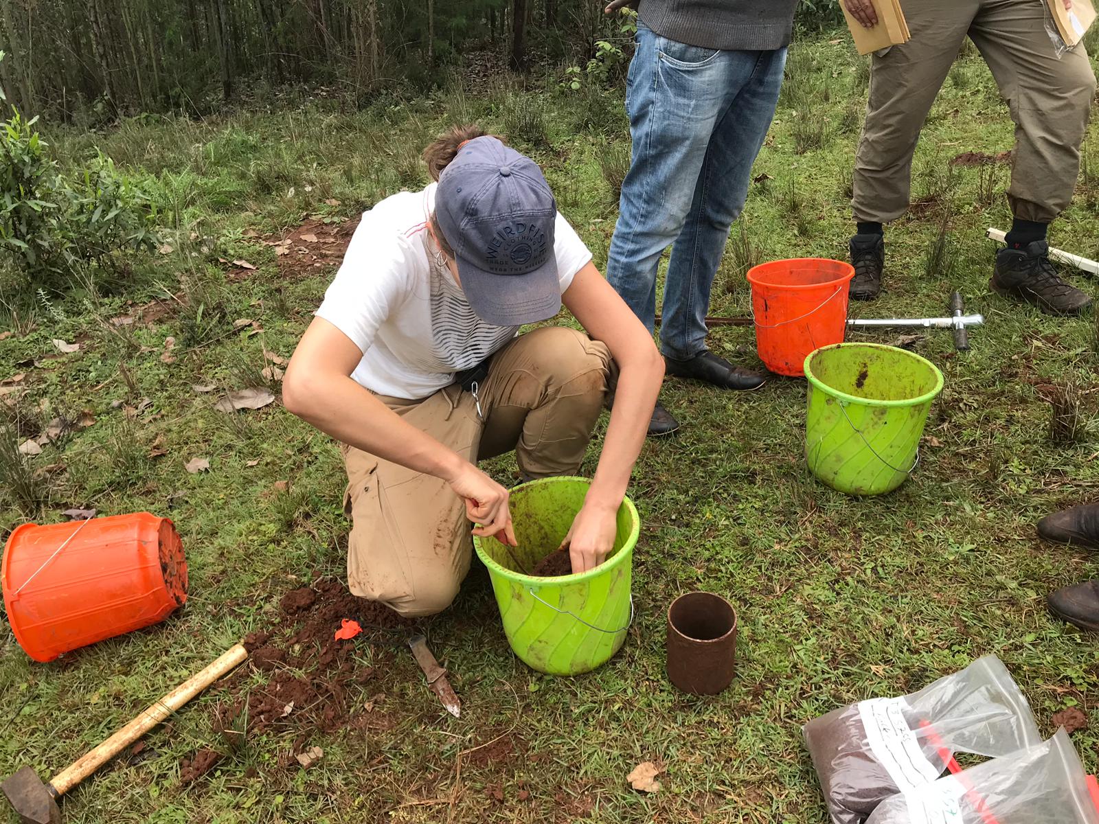 NRI’s Lucie Büchi collecting soil samples for research.