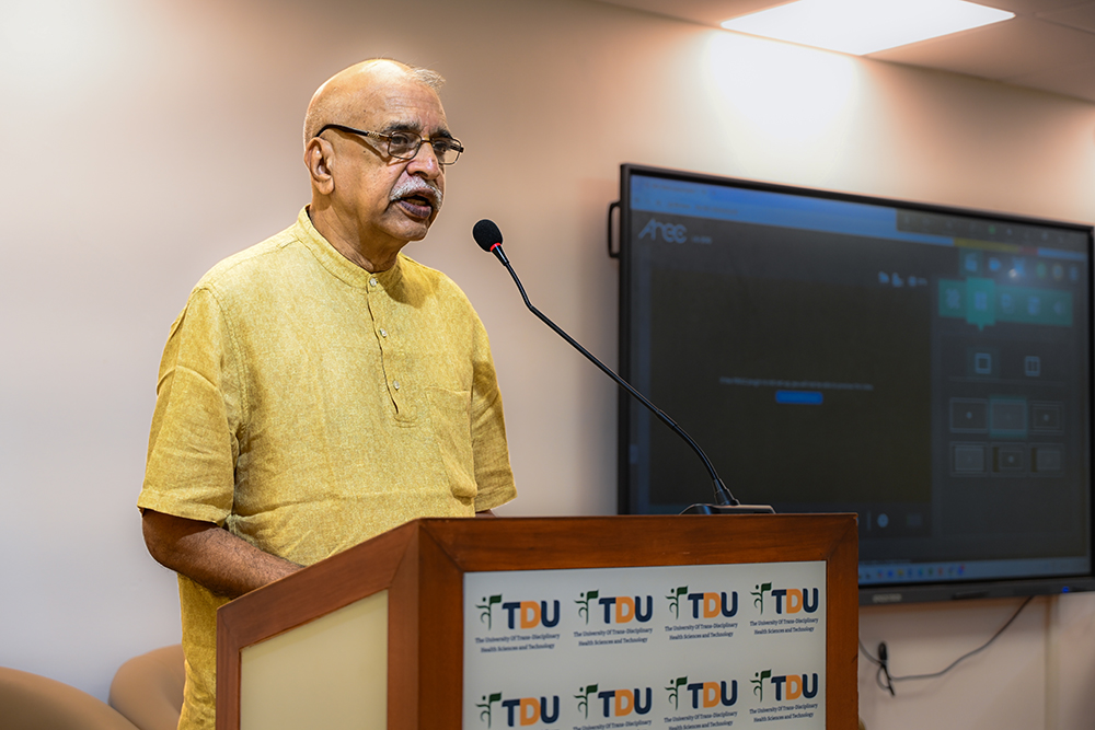Prof Darshan Shankar, Vice Chancellor, TDU, speaking at the symposium