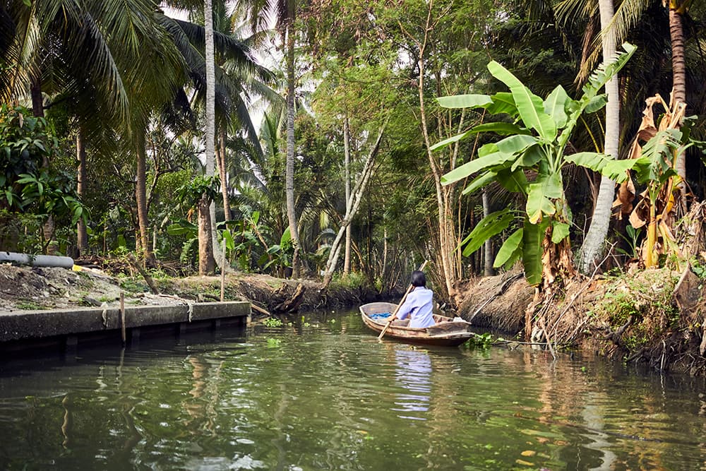 woman on boat bali